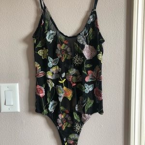 Embroidered floral bodysuit